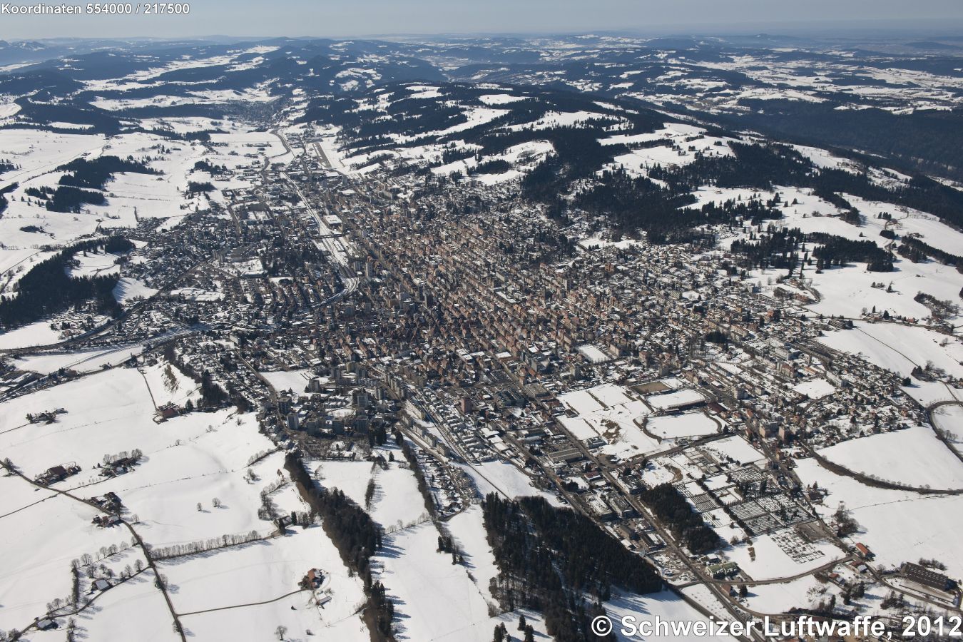 La Chaux-de-Fonds, Blick Richtung Le Locle (SW)